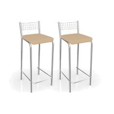 Banqueta Sala De Jantar Gênova 2B705Cr Kit 2 Un Cromado/Courano Nude - Kappesberg