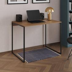 Escrivaninha Industrial Office Amêndoa 90x53 Grécia Base Ferro Preto
