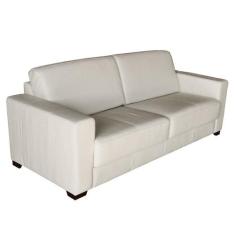 Sofá 3 Lugares Sala de Estar 205cm Estocolmo Couro Off White - Gran Be