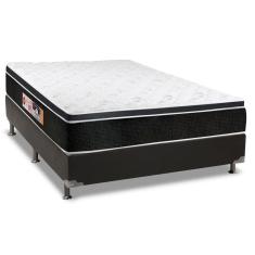 Cama Box Casal: Colchão Espuma Castor D33 Black e White Double Face + Base crc Suede Black(138x188)