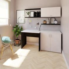 Mesa Reta Corp 25mm 100 Cm Bramov Móveis Preto/branco