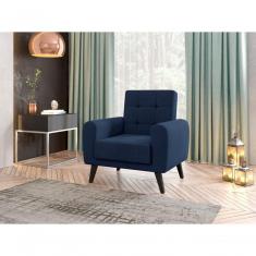 Poltrona Decorativa Pés De Madeira Livia - Azul Light