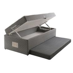 Cama Baú c/ Auxiliar Conjugado Solteiro: Colchão Molas Bonnel MH1443 Evolution Black (88x188x63) - Herval