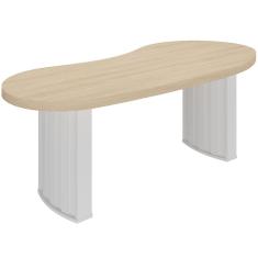 Mesa Para Escritório 200cm Tamburato Curves A02 Carvalho Branco - Lyam Decor