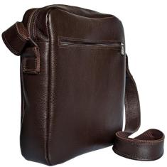 Bolsa Shoulder Bag Masculina Em Couro Alça Transversal Com Divisorias 