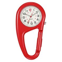 Hemobllo Relógio Fob com clipe de quartzo, relógio de pendurar para enfermeiras, relógio de bolso médico para homens e mulheres, médico, escalada, montanhismo, (preto), Vermelho, 7.3*3.8 cm
