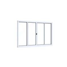 Janela de Aço de Correr 120x150cm 4 Folhas com Vidro Liso  Riobras Branco
