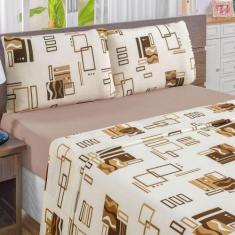 Jogo De Cama Casal Queen Quality Estampado Malha 100% Algodão 4 Peças 