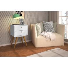 Mesa de Cabeceira 2 Gavetas Retrô 50 - Olivar, Branco