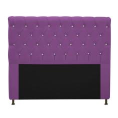 Cabeceira Estofada Cristal 160 cm Queen Size Com Strass Suede Roxo - D