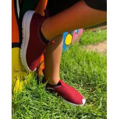 Tênis Meia Infantil - Obrabas, Bordô, 32