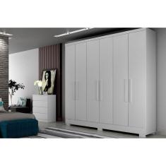 Guarda Roupa Casal Milly Veneza Neve 6 Portas de Abrir 2 Gavetas MDP Neve Móveis Novo Horizonte