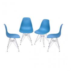 Conjunto 4 Cadeiras Eames DKR Base Cromada OR Design Azul Petróleo