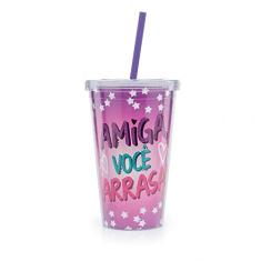 Copo com canudo amiga voce arrasa