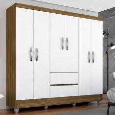 Guarda Roupa Casal Bruna 6 Portas Boreal/ Branco - Moveis Arapongas