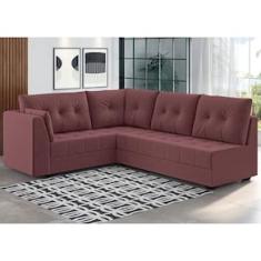 Sofá de Canto 6 Lugares Linoforte Toronto com Revestimento em Tecido Suede