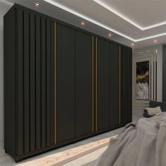 Guarda Roupa Casal Ripado 6 Portas 4 Gavetas Absolut New Grafite - Gelius