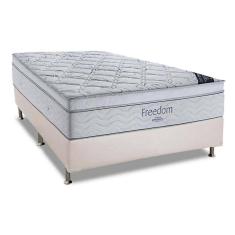 Cama Box Casal: Colchão Molas Ensacadas Ortobom SuperPocket Freedom + Base CRC Courano White(138x188)