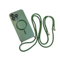 Capa magnética de cordão crossbody para iPhone 15 14 13 12 11 Pro Max Plus X XS XR Capa de proteção de câmera de TPU macio, verde cangling, para iPhone XS Max