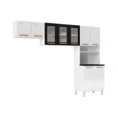 Cozinha Compacta Diamante 3 Peças (2 Armários + 1 Paneleiro) Branco/Preto - Telasul