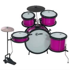 Bateria Infantil Luen  Pop  05 Peças - Completa  -  Rosa