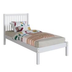 Cama de Solteiro Lucy de Madeira Maciça Com Lastro - BB, Branco