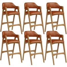 Kit 06 Banquetas Altas Suran L02 Couríssimo Camel