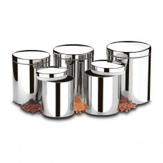 Conjunto De Potes Porta Mantimentos Com Tampa Brinox Suprema 5 Peças Inox