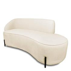 Sofá 4 Lugares Orgânico 220cm Pé Ferro Preto Morgan Bouclê Bege D03 - D`rossi