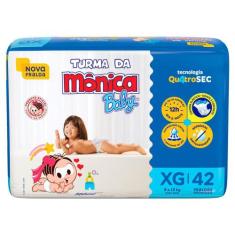 Fralda Turma da Mônica Baby Mega Tamanho XG 42 Unidades Descartáveis, 