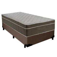 Cama Box Suede Solteiro + Colchão SerenePrime Molas Ensacadas 88x188x65 Marrom