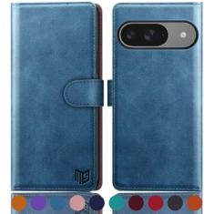 SUANPOT Capa carteira para Google Pixel 9 5G/Google Pixel 9 Pro 6.3 com suporte de cartão de crédito com bloqueio RFID, capa protetora de couro PU flip book mulheres homens para Pixel 9 capa de