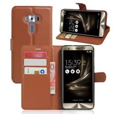 Capa ASUS ZenFone 3 Deluxe/ZS550KL, capa flip de couro PU premium com compartimento para cartão, suporte e fecho magnético [capa interior TPU à prova de choque] Compatível com ASUS ZenFone 3
