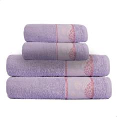 Jogo de Toalhas para Casal Par Banho e Rosto 100% Algodão - Bella Enxo