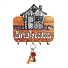 Porta Chaves De Parede Casinha Em Relevo Madeira