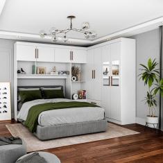 Guarda-Roupa Casal Modulado 4 Portas Hercules 4 Portas 4 Gavetas com Espelho