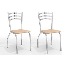 Cadeira Sala De Jantar Portugal 2C007 Kit 2 Un Cromado/Courano Nude - Kappesberg