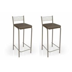 Banqueta Sala De Jantar Gênova 2b705nk Kit 2 Un Niquel-marrom 21 - Kappesberg