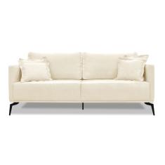 Sofá 2 Lugares Pé De Ferro Preto Rafaela 160 Cm Linho S04 - D'rossi Cor Perola