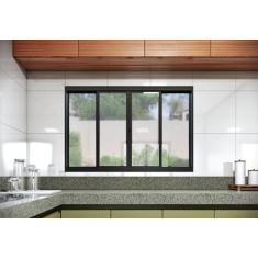 Janela de Aço de Correr Central 4 Folhas 120x150cm Aço Pronto Riobras