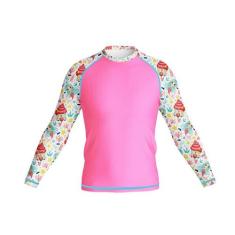 Camisa Longa Infantil Estampada Moda Praia Verão Uv 50 Pink - Everest 