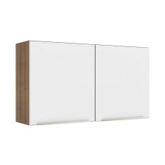 Armário Aéreo Madesa Lux 120 cm 2 Portas - Rustic/Branco Veludo