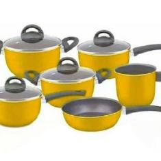 Conjunto de panelas amarelo 06 peças Antiaderente