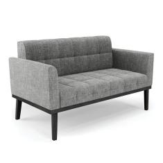 Sofá Namoradeira 2 Lugares Base de Madeira Preto Elisa Linho Grafite A26 D03 - D`Rossi