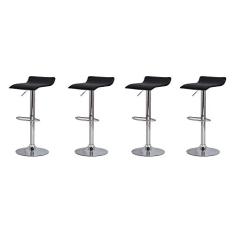 Kit 4 Banquetas Tóquio Belo Horizonte Preta Base Giratória Altura Regulável Cozinha Bar Bancada