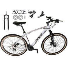 Bicicleta Aro 29 GTI Roma Câmbios Shimano 24v K7 Freios Hidráulicos Garfo Trava Pneus Faixa Bege-Unissex