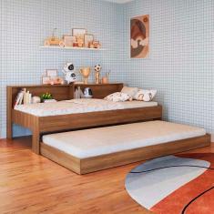 Bicama Solteiro com Prateleiras Nogal San Diego Art In Móveis