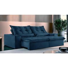Sofá 3 Lugares Retrátil e Reclinável Galícia Veludo com Molas - DECOR 