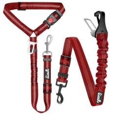 Lukovee Coleira de cinto de segurança para cães para carros, pacote com 2 cintos de segurança para animais de estimação com fivela ajustável e elástico reflexivo, arnês de conexão para cães em