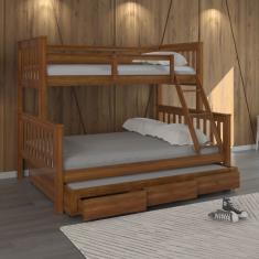 Treliche De Madeira Com Gavetas Merk 2 Casal + 1 Solteiro